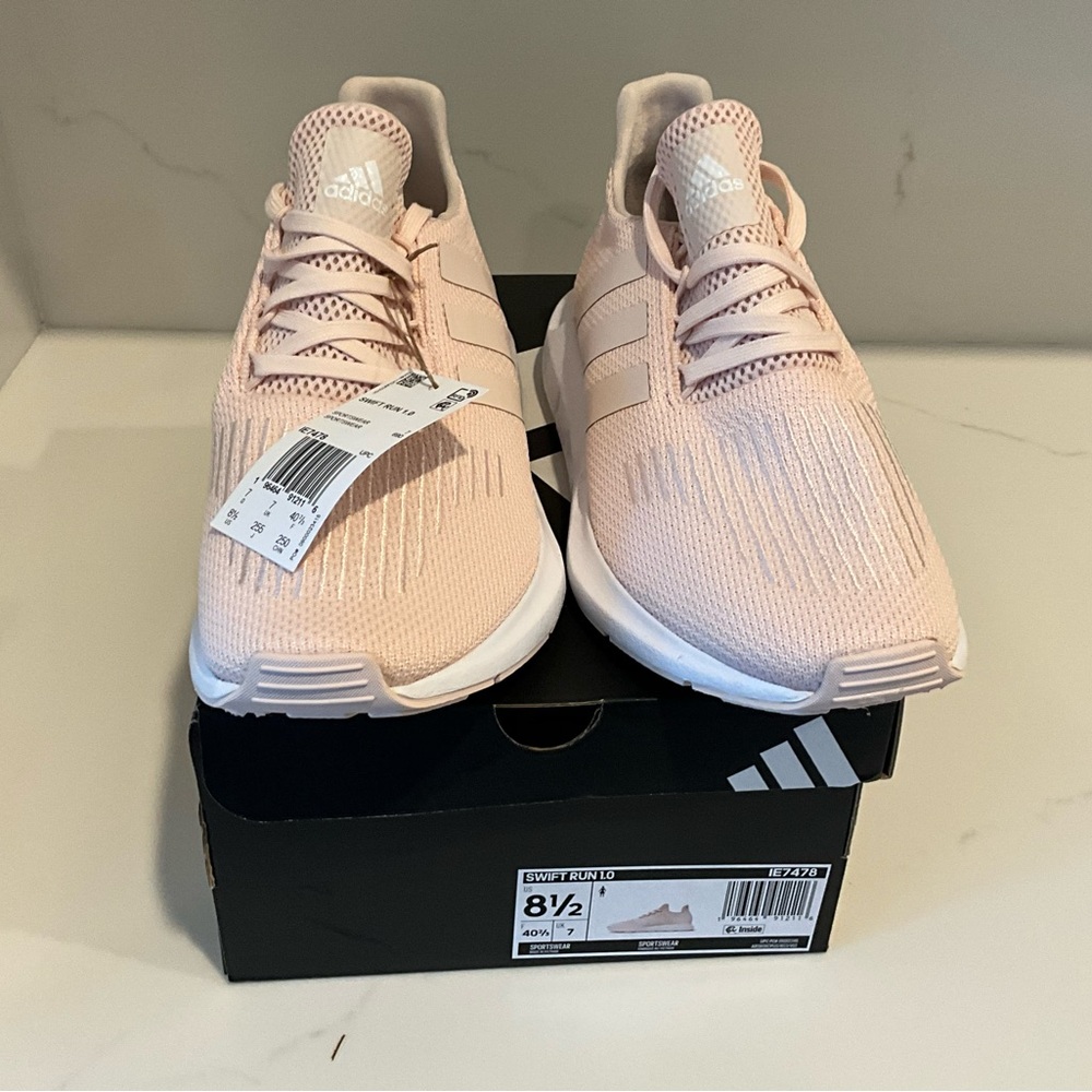 NEW IN BOX WOMENS ADIDAS SWIFT RUN 1.0 
SIZE 8.5 COLOR IS A PALE PINK